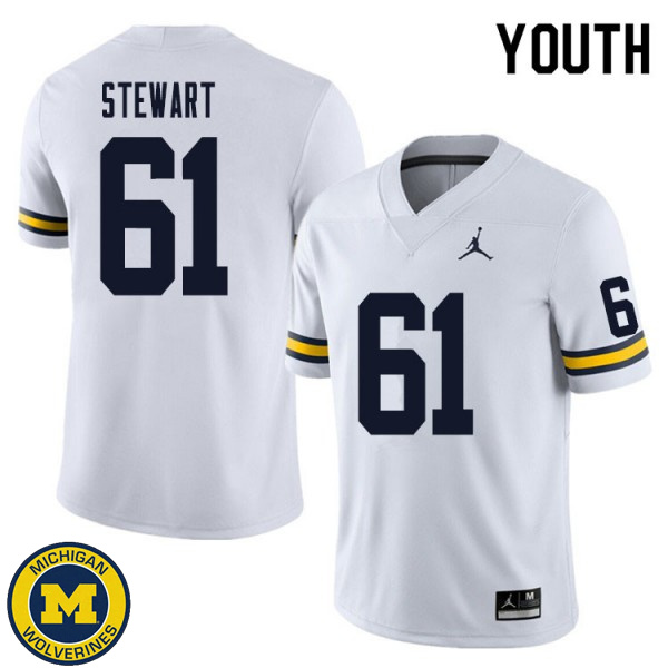 Youth Michigan Wolverines #61 Noah Stewart White Official Game Football Jersey